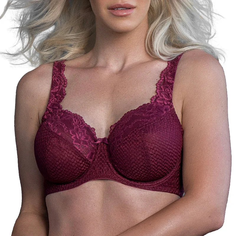 Nursing bras for easy breastfeeding access​ Serena Lace Underwire Bra B2761 - Burgundy