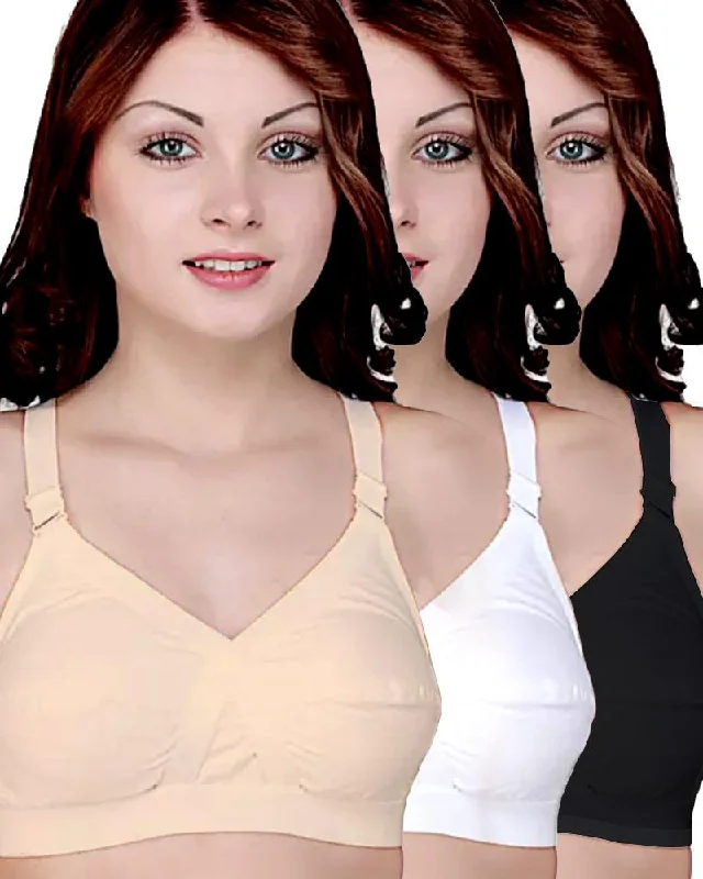 Women's multicolored bras for a fun styleWomen's multicolored bras for a fun stylePack of 3 - Basic Bra - Black, Skin & White - Cotton Bra - Non Padded Bra - Non Wired Bra Women's multicolored bras for a fun styleWomen's multicolored bras for a fun stylePack of 3 - Basic Bra - Black, Skin & White - Cotton Bra - Non Padded Bra - Non Wired Bra