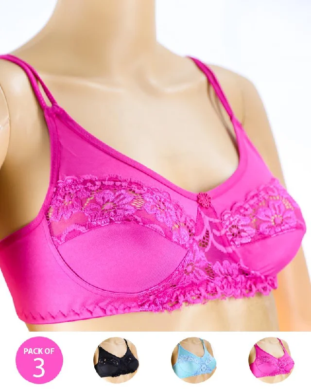 Women's bras with moisture - wicking propertiesWomen's bras with moisture - wicking propertiesPack of 3 - Madam Bra - BOE - Non Padded, Non Wired Bra, Soft Jersey Cotton Lace Bra Women's bras with moisture - wicking propertiesWomen's bras with moisture - wicking propertiesPack of 3 - Madam Bra - BOE - Non Padded, Non Wired Bra, Soft Jersey Cotton Lace Bra