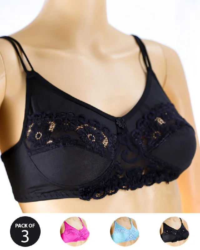 Women's bras with a lift and separate functionWomen's bras with a lift and separate functionPack of 3 - Madam Bra - BOE - Non Padded, Non Wired Bra, Soft Jersey Cotton Lace Bra Women's bras with a lift and separate functionWomen's bras with a lift and separate functionPack of 3 - Madam Bra - BOE - Non Padded, Non Wired Bra, Soft Jersey Cotton Lace Bra