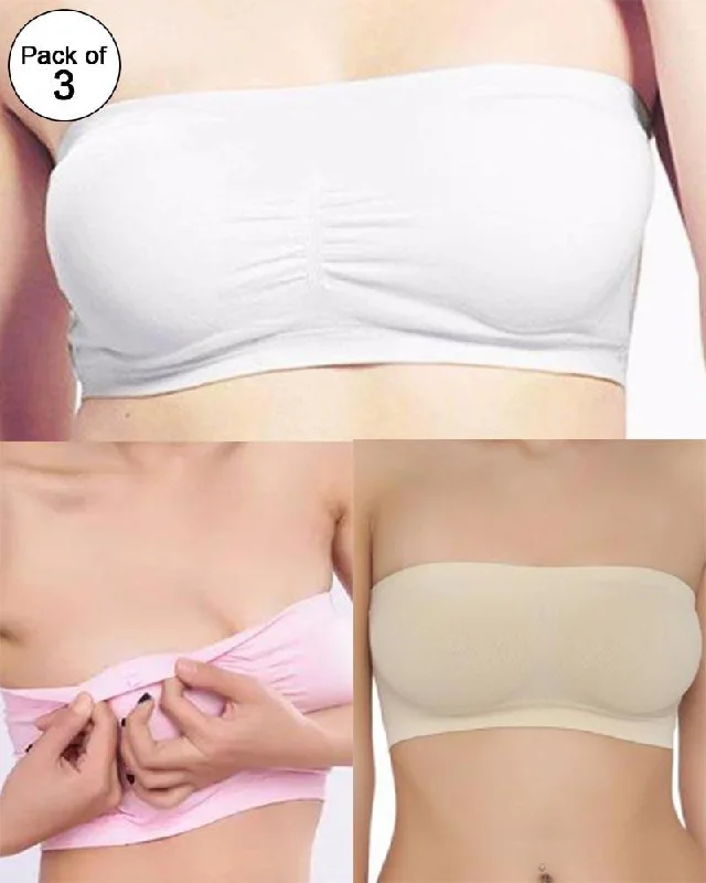 Women's bras with a silk blend for luxuryWomen's bras with a silk blend for luxuryPack of 3 - Strapless Sports Bra - Soft & Non Padded Bra - Mix Colours Women's bras with a silk blend for luxuryWomen's bras with a silk blend for luxuryPack of 3 - Strapless Sports Bra - Soft & Non Padded Bra - Mix Colours