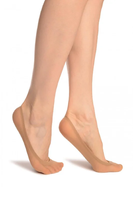 Women's thigh - high socks in a fishnet pattern2 x Beige Footies 15 Den
