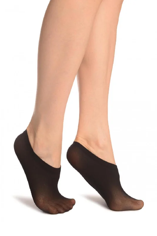 Women's no - show socks with a floral motif2 x Black Footies 15 Den