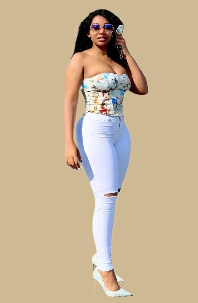 Women's pants for skiing Stretch women jeans for enhanced mobility and comfort ANGELHAOHAOYA White High Waist Ripped Fashion Jeans S-3XL Women's pants for skiing Stretch women jeans for enhanced mobility and comfort ANGELHAOHAOYA White High Waist Ripped Fashion Jeans S-3XL