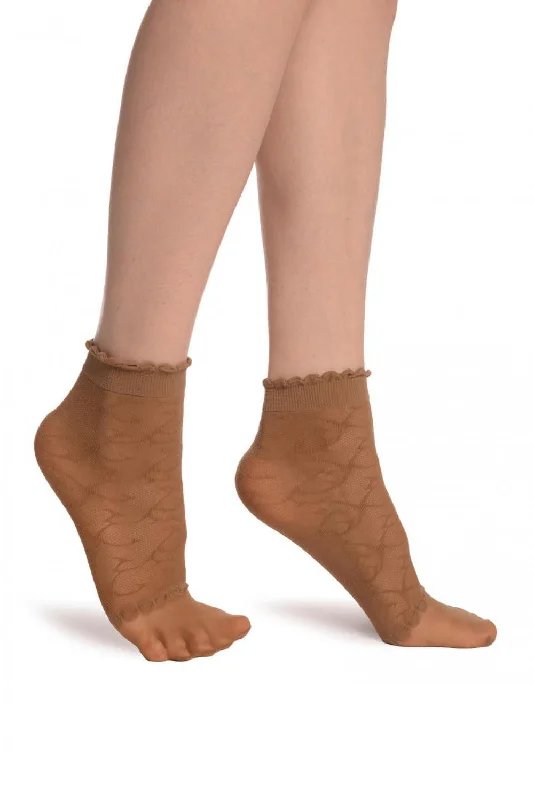 Women's arch - support socks for better comfortBeige Patterned Mesh & Sheer Toes Socks Ankle High Women's arch - support socks for better comfortBeige Patterned Mesh & Sheer Toes Socks Ankle High