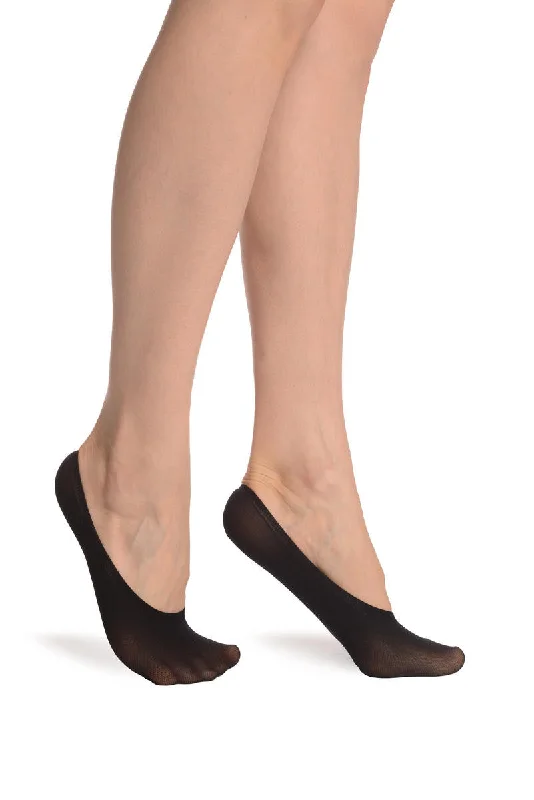 Women's crew socks with a polka - dot printBlack Invisible 20 Den Footsies Socks