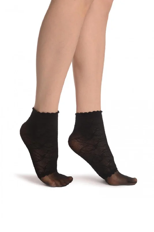 Women's ribbed knee - high socks for a classic lookBlack Patterned Mesh & Sheer Toes Socks Ankle High Women's ribbed knee - high socks for a classic lookBlack Patterned Mesh & Sheer Toes Socks Ankle High