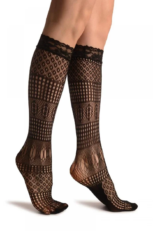 Women's cashmere - blend socks for extra softnessCrochet Lace Stripes Mix Black Lace Knee High Socks Women's cashmere - blend socks for extra softnessCrochet Lace Stripes Mix Black Lace Knee High Socks