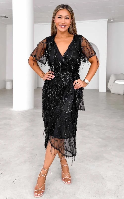 Women's budget - friendly denim pants Button - fly women jeans with a traditional touch Fireworks Midi Dress - Black Women's budget - friendly denim pants Button - fly women jeans with a traditional touch Fireworks Midi Dress - Black