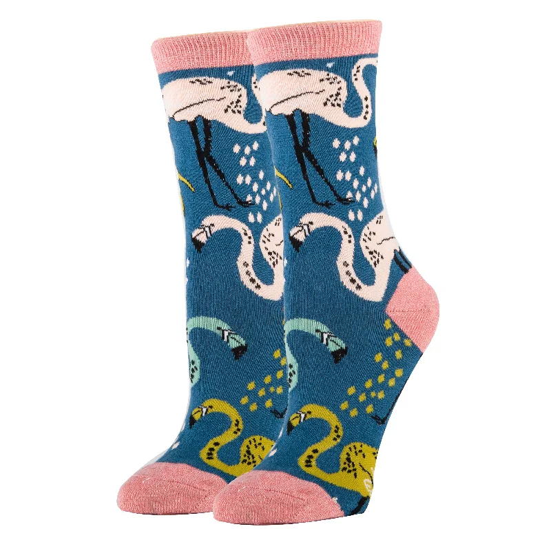 Women's crew socks with a polka - dot printFlamingo Sun