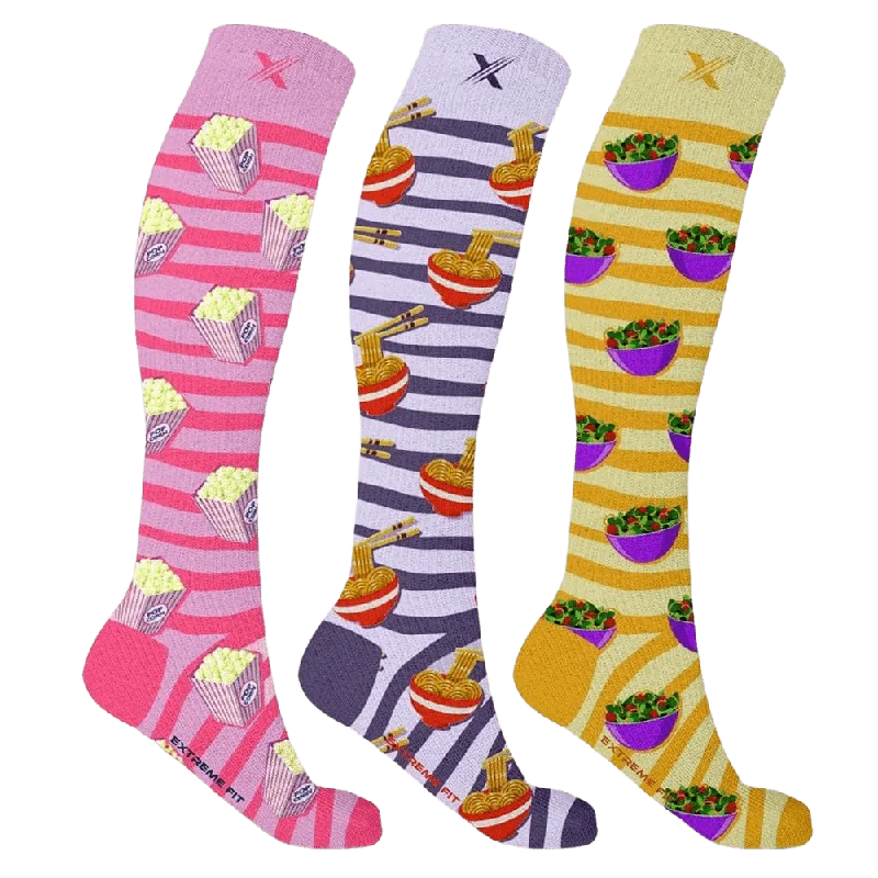 Women's thigh - high socks in a fishnet patternFood Love Compression Socks (3-Pairs) Women's thigh - high socks in a fishnet patternFood Love Compression Socks (3-Pairs)