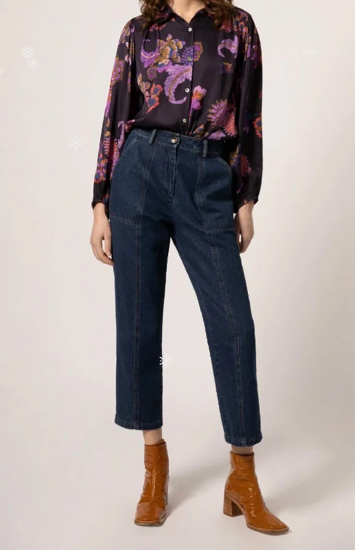 Women's belt - looped work pants Stretch women jeans for enhanced mobility and comfort Frnch Pyrenee Denim Jeans In Blue