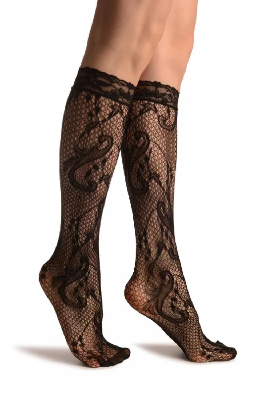 Women's sheer over - the - knee socks for a sexy appealGladiolus Flowers Black Lace Knee High Socks Women's sheer over - the - knee socks for a sexy appealGladiolus Flowers Black Lace Knee High Socks