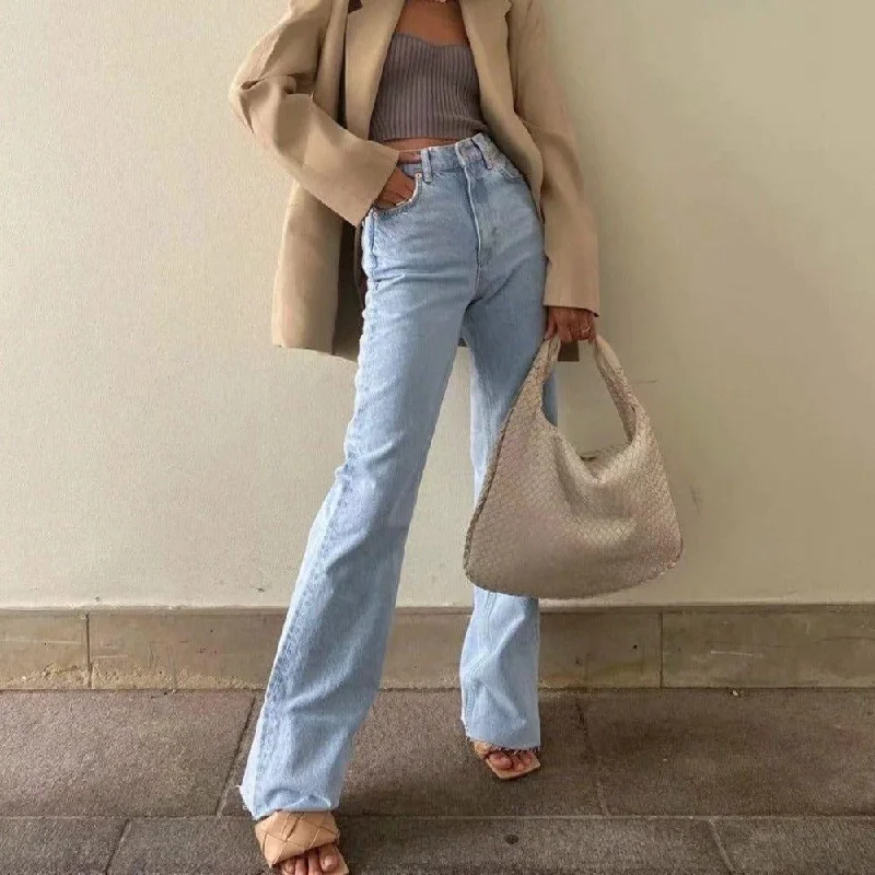 Women's velvet party pants Embellished women jeans with studs or rhinestones for a glamorous touch Harbor High Waist Jeans