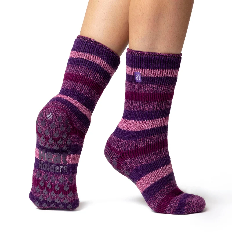 Women's cashmere - blend socks for extra softnessLadies Original Petunia Stripe Slipper Socks - Purple Women's cashmere - blend socks for extra softnessLadies Original Petunia Stripe Slipper Socks - Purple