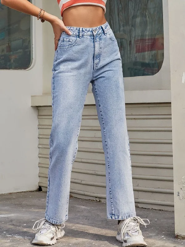 Women's striped business pants Bootcut women jeans to complement various shoe styles High Waist Straight Jeans with Pockets
