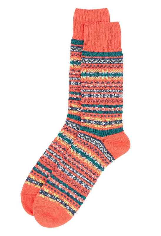 Women's satin - trimmed socks for a touch of eleganceROTOTO Jacquard Fairisle Crew Socks - Red Women's satin - trimmed socks for a touch of eleganceROTOTO Jacquard Fairisle Crew Socks - Red