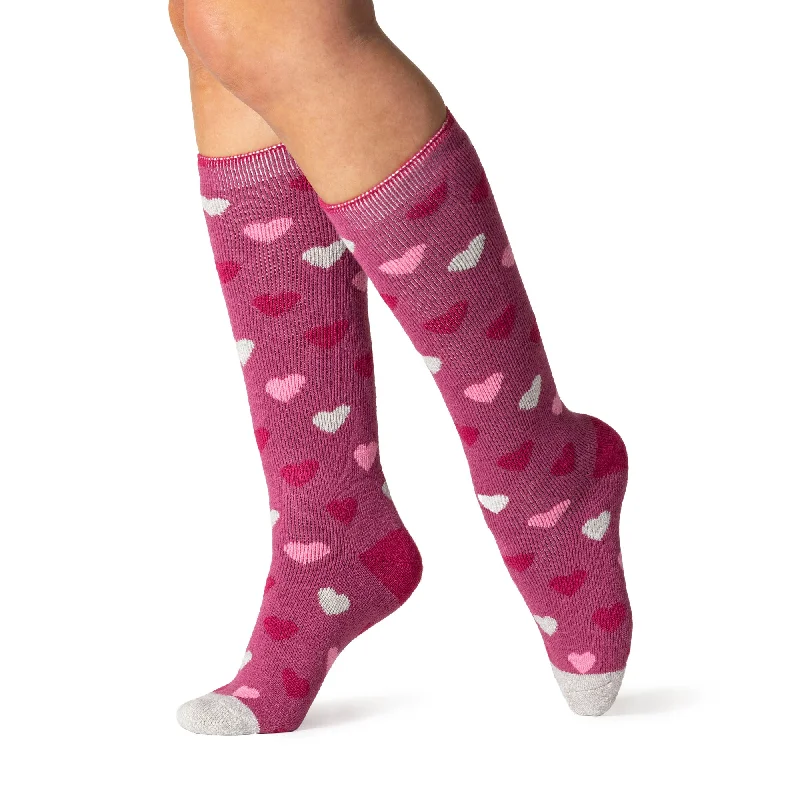 Women's thermal socks for cold weatherLadies Lite Mahonia Long Socks - Pink Hearts