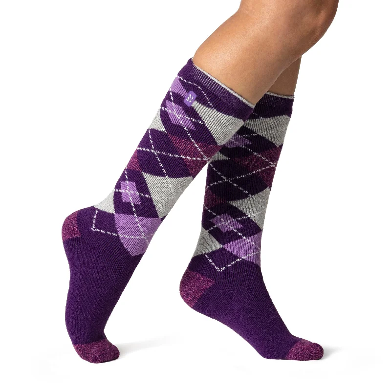 Women's bamboo fiber socks for eco - friendlinessLadies Lite Mahonia Long Socks - Purple Argyle Women's bamboo fiber socks for eco - friendlinessLadies Lite Mahonia Long Socks - Purple Argyle