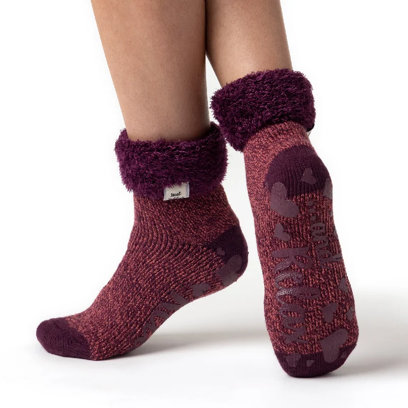 Women's over - the - calf socks with a stripe designLadies Original Lounge Socks with Turnover Feather Top - Coral Twist Women's over - the - calf socks with a stripe designLadies Original Lounge Socks with Turnover Feather Top - Coral Twist