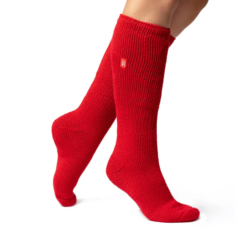 Women's wool - rich socks for winter warmthLadies Original Long Leg Socks - Red