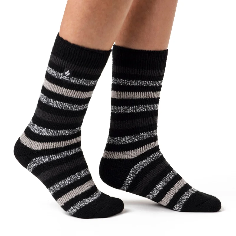 Women's cotton blend socks for breathabilityLadies Original Rosebud Stripe Socks - Black