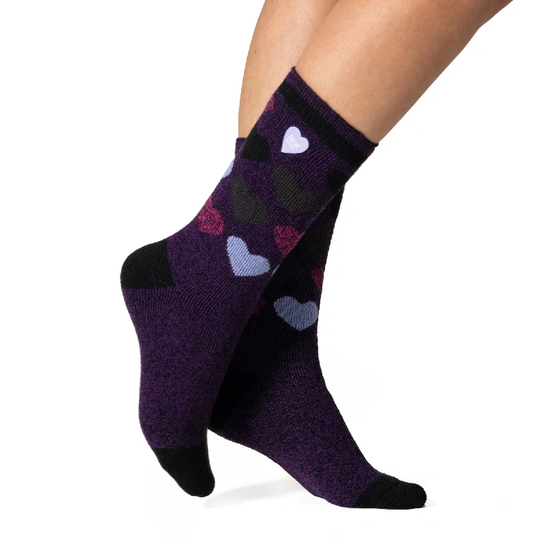 Women's wool - rich socks for winter warmthLadies Lite Matlock Jacquard Socks - Purple Hearts Women's wool - rich socks for winter warmthLadies Lite Matlock Jacquard Socks - Purple Hearts
