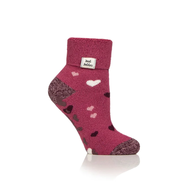 Women's knee - high socks with lace trimLadies Lite Lounge Socks with Turnover Top - Hearts