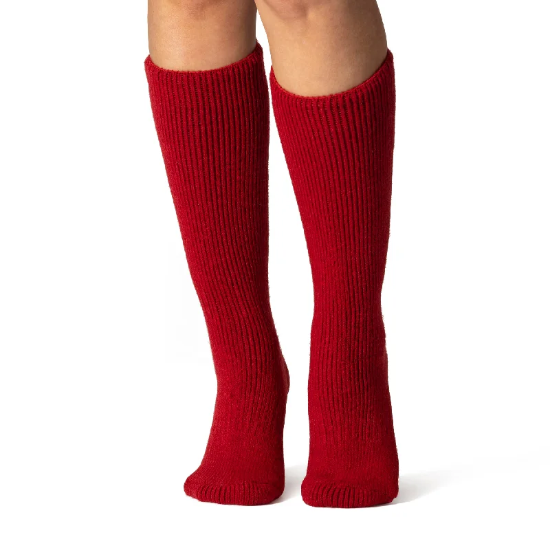 Women's leather - look socks for an edgy styleLadies Original Long Wool Socks - Red