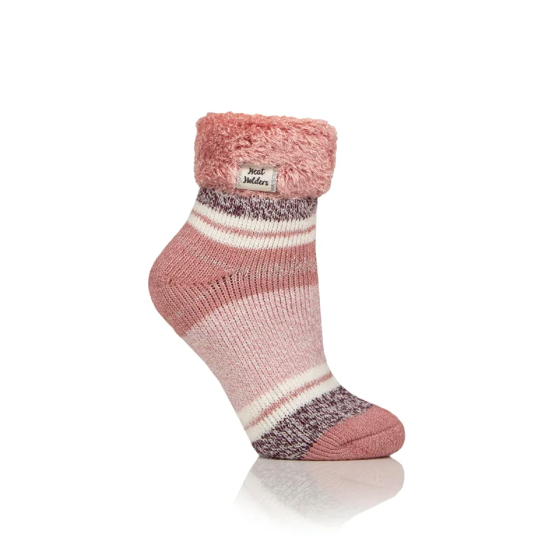 Women's bamboo fiber socks for eco - friendlinessLadies Original Halda Stripe Sleep Socks with Turnover Top - Muted Coral Women's bamboo fiber socks for eco - friendlinessLadies Original Halda Stripe Sleep Socks with Turnover Top - Muted Coral