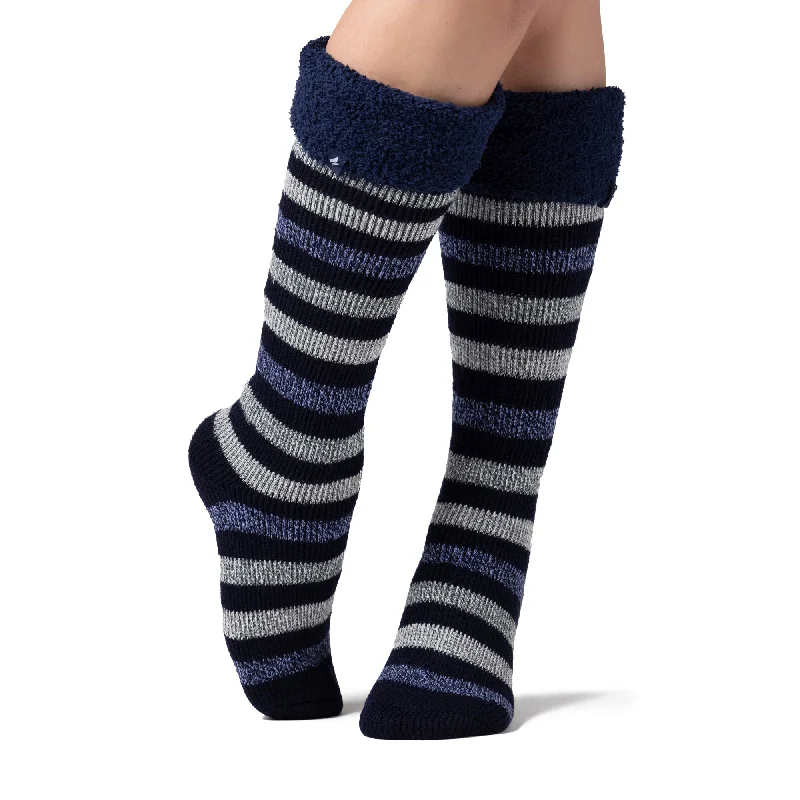 Women's thigh - high socks in a fishnet patternLadies Original Hellebore Wellington Boot Socks - Navy & Grey Stripe Women's thigh - high socks in a fishnet patternLadies Original Hellebore Wellington Boot Socks - Navy & Grey Stripe