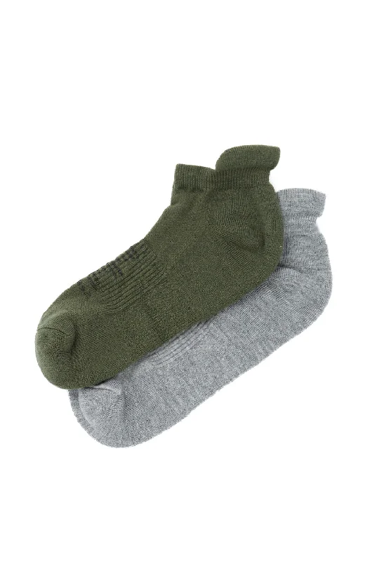 Women's arch - support socks for better comfortSatisfy 2-Pack Merino Low Socks - Heather grey / Olive Women's arch - support socks for better comfortSatisfy 2-Pack Merino Low Socks - Heather grey / Olive