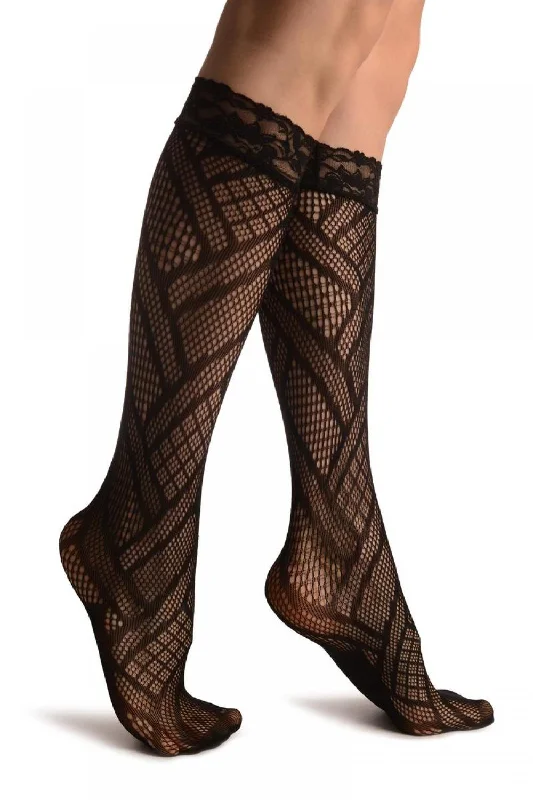 Women's argyle - patterned thigh - high socksMesh Rectangles Black Lace Knee High Socks Women's argyle - patterned thigh - high socksMesh Rectangles Black Lace Knee High Socks