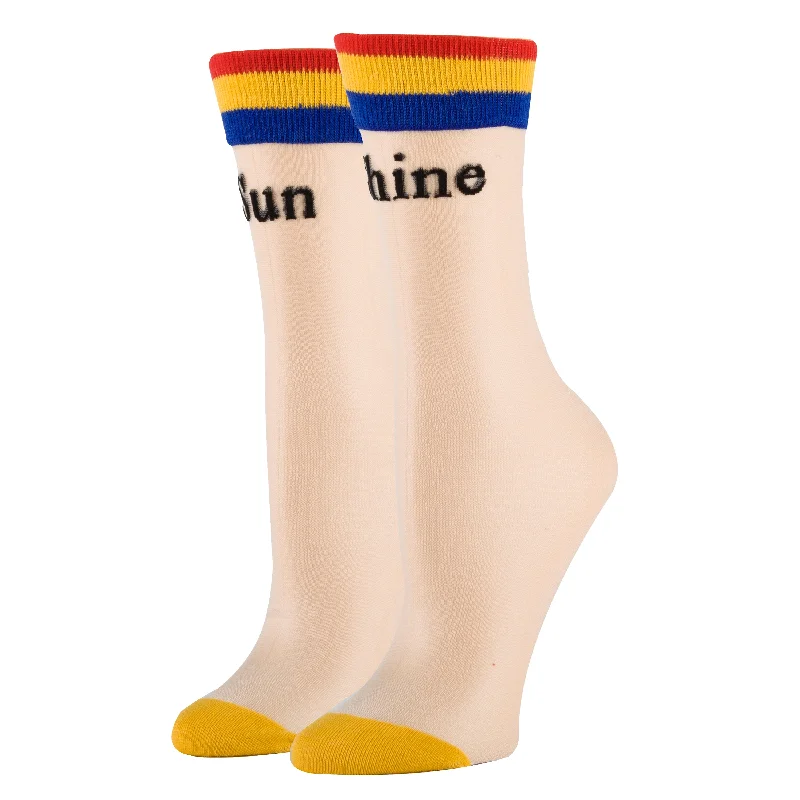 Women's no - show socks with a floral motifRain Bow Light