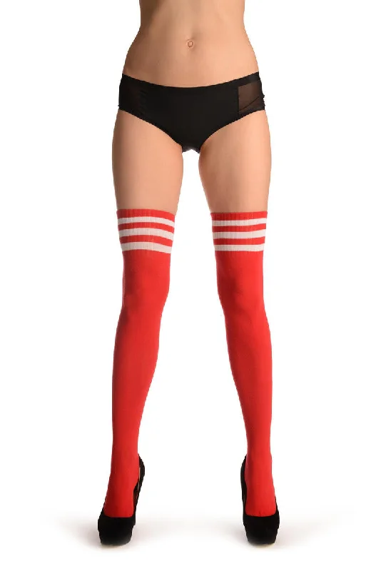Women's cable - knit ankle socks for a cozy styleRed With White Striped Top