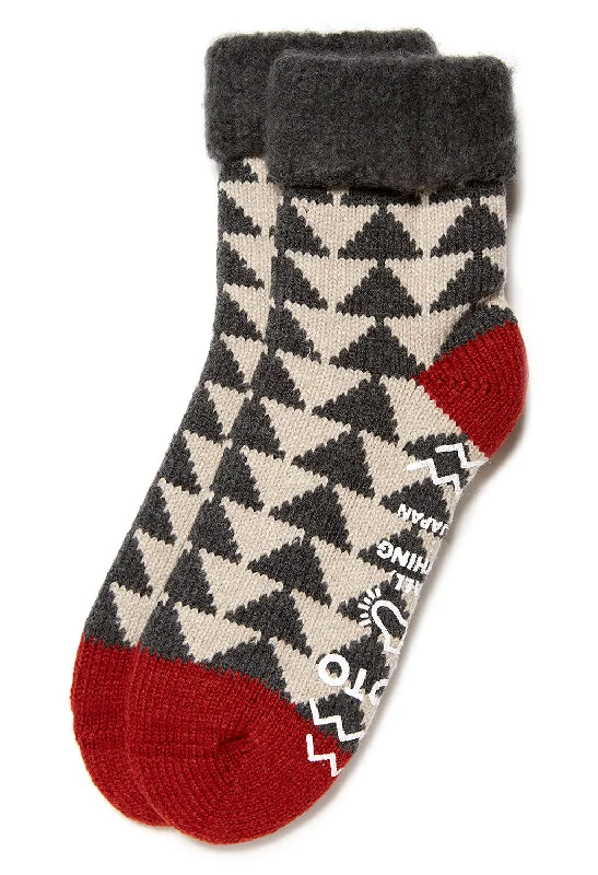 Women's argyle - patterned thigh - high socksROTOTO Comfy Room Sankaku Socks - Charcoal/Red Women's argyle - patterned thigh - high socksROTOTO Comfy Room Sankaku Socks - Charcoal/Red