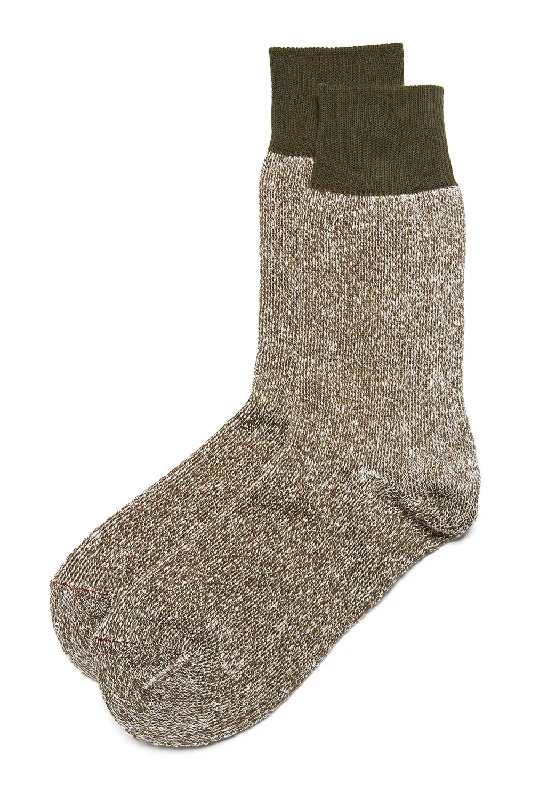 Women's cable - knit ankle socks for a cozy styleROTOTO Double Face Silk and Cottton Socks - Olive/Dark Khaki Women's cable - knit ankle socks for a cozy styleROTOTO Double Face Silk and Cottton Socks - Olive/Dark Khaki