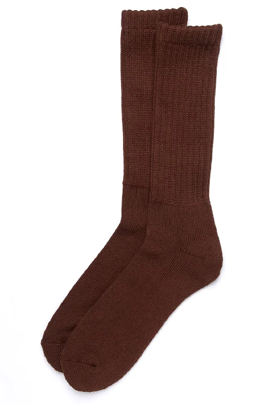 Women's argyle - patterned thigh - high socksROTOTO Loose Pile Socks - Chocolate