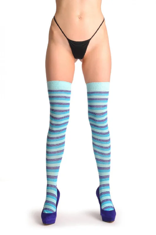 Women's argyle - patterned thigh - high socksSky Blue Royal Blue & Purple Thin Stripes Women's argyle - patterned thigh - high socksSky Blue Royal Blue & Purple Thin Stripes