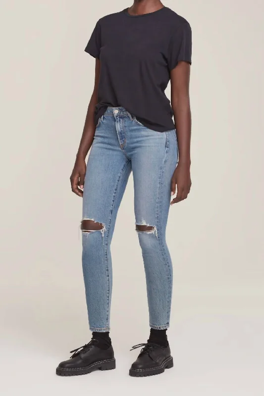 Women's cotton jogger pants Acid - wash women jeans with a retro finish Sophie Mid Rise Ankle Jeans In Salter