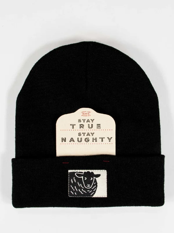 Women's argyle - patterned thigh - high socksStay True. Stay Naughty. Beanie