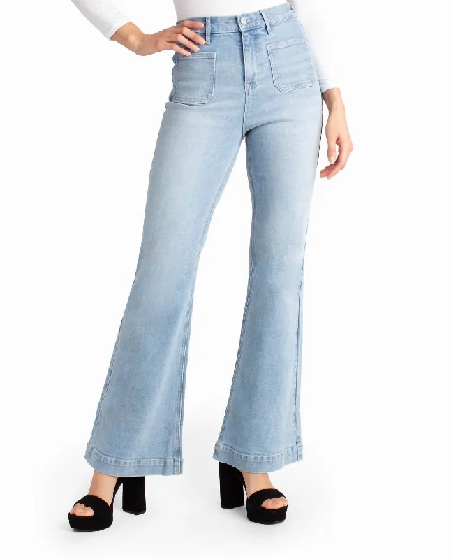 Women's plus - size wide - leg pants Bootcut women jeans to complement various shoe styles Sutton Place High Rise Flare Jean In Light Blue Women's plus - size wide - leg pants Bootcut women jeans to complement various shoe styles Sutton Place High Rise Flare Jean In Light Blue