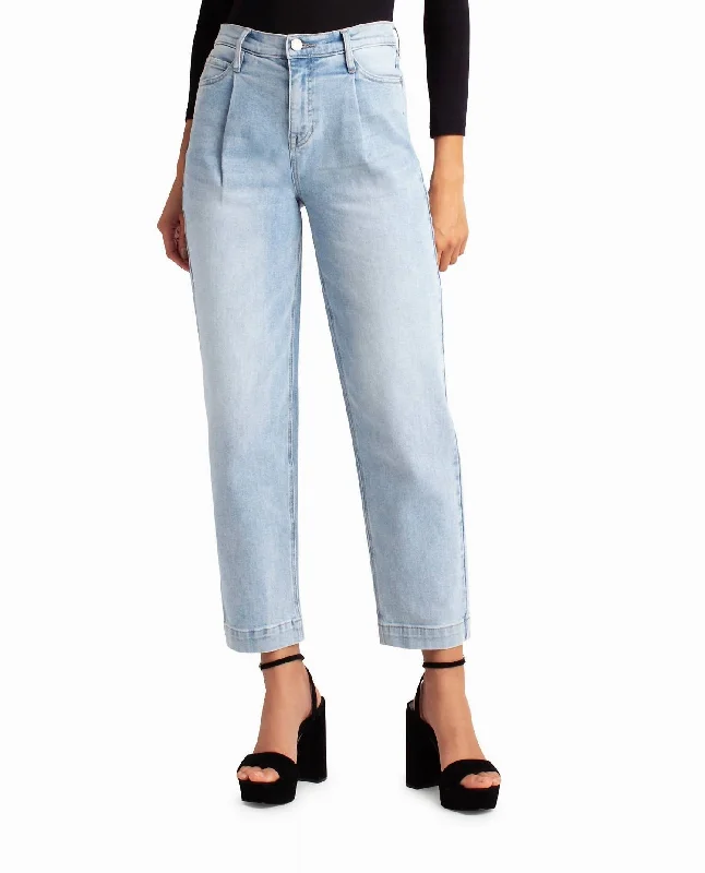 Women's pants with mesh panels Jeggings women jeans combining the comfort of leggings and style of jeans Sutton Place High Rise Pleated Taper Jean In Light Blue
