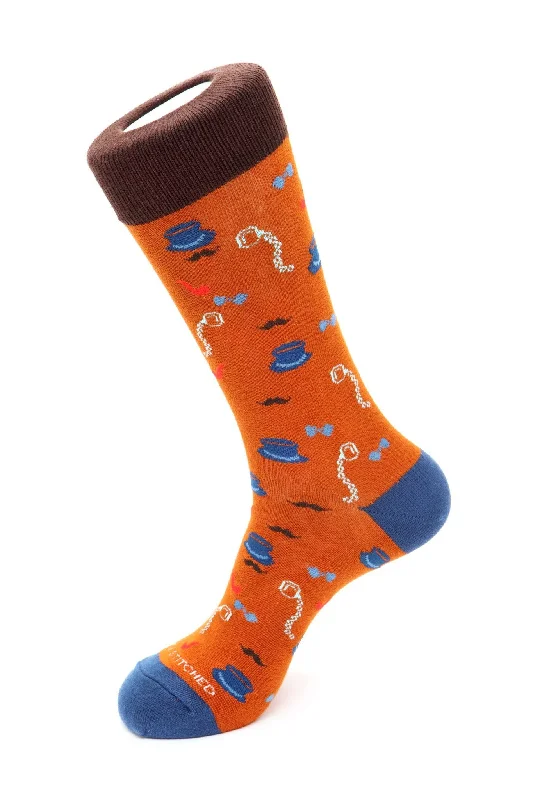 Women's crew socks with a polka - dot printTop Hats & Mustaches Sock