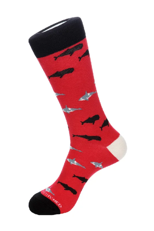 Women's over - the - calf socks with a stripe designWhales Sock