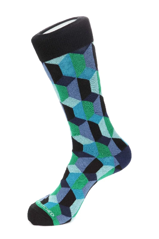 Women's cashmere - blend socks for extra softnessGeo Blocks Sock