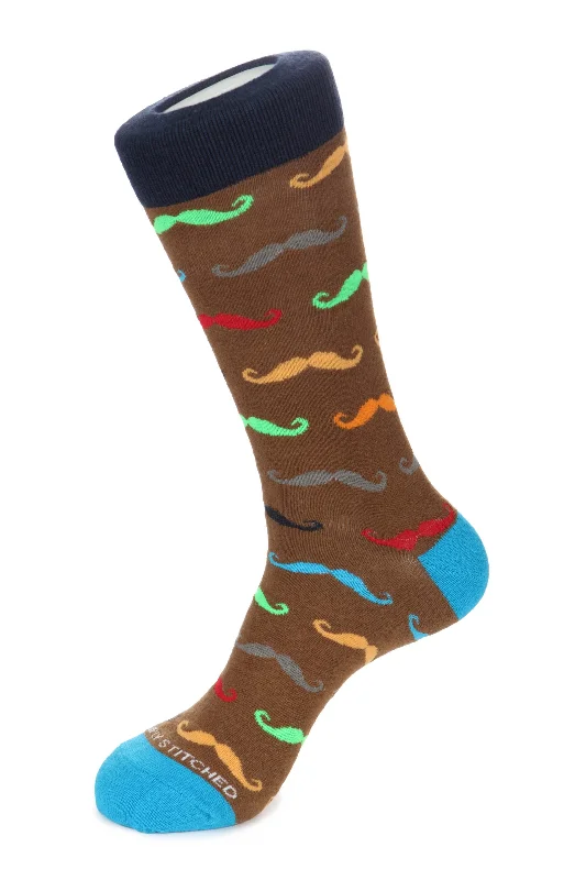 Women's ribbed knee - high socks for a classic lookMustache Sock