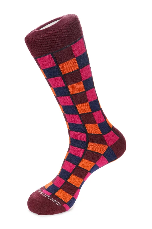 Women's nylon - reinforced socks for durabilityChecker Grid Sock