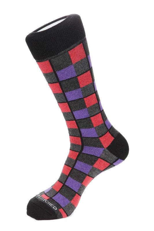 Women's wool - rich socks for winter warmthChecker Grid Sock