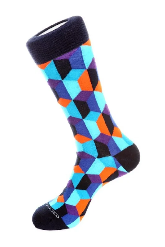 Women's quick - dry socks for water activitiesGeo Blocks Sock